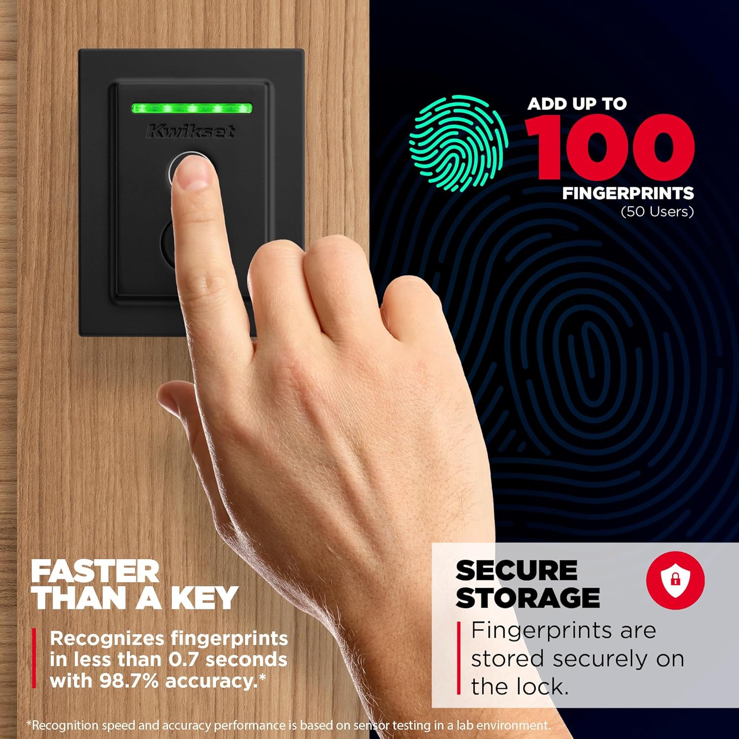 Kwikset Halo Touch Fingerprint Wi-Fi Smart Lock, Keyless Entry Door Low Profile Deadbolt, Geofence Auto-Unlock, Grade AAA Certified, No Hub Easy Install, Matte Black Lifetime Finish Warranty, Square - Image 2