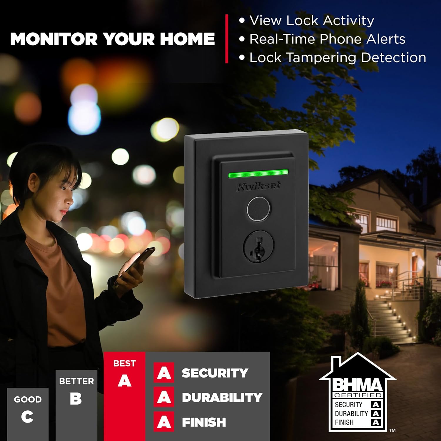 Kwikset Halo Touch Fingerprint Wi-Fi Smart Lock, Keyless Entry Door Low Profile Deadbolt, Geofence Auto-Unlock, Grade AAA Certified, No Hub Easy Install, Matte Black Lifetime Finish Warranty, Square - Image 5