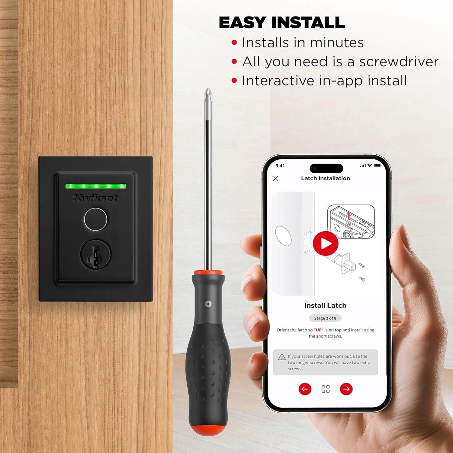 Kwikset Halo Touch Fingerprint Wi-Fi Smart Lock, Keyless Entry Door Low Profile Deadbolt, Geofence Auto-Unlock, Grade AAA Certified, No Hub Easy Install, Matte Black Lifetime Finish Warranty, Square - Image 7