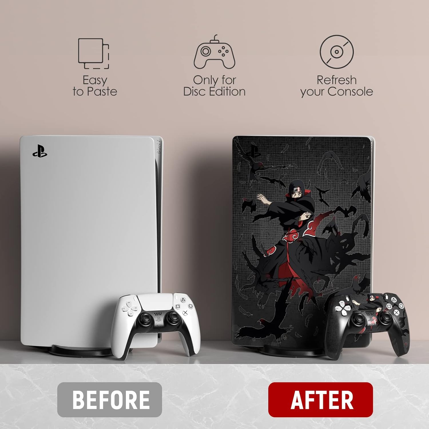 PS 5 Skin Disc Edition Anime Console and Controller Vinyl Sticker, Durable, Scratch Resistant, No Bubble, Precisely Line Up, Compatible with Play S tation 5 - Image 2