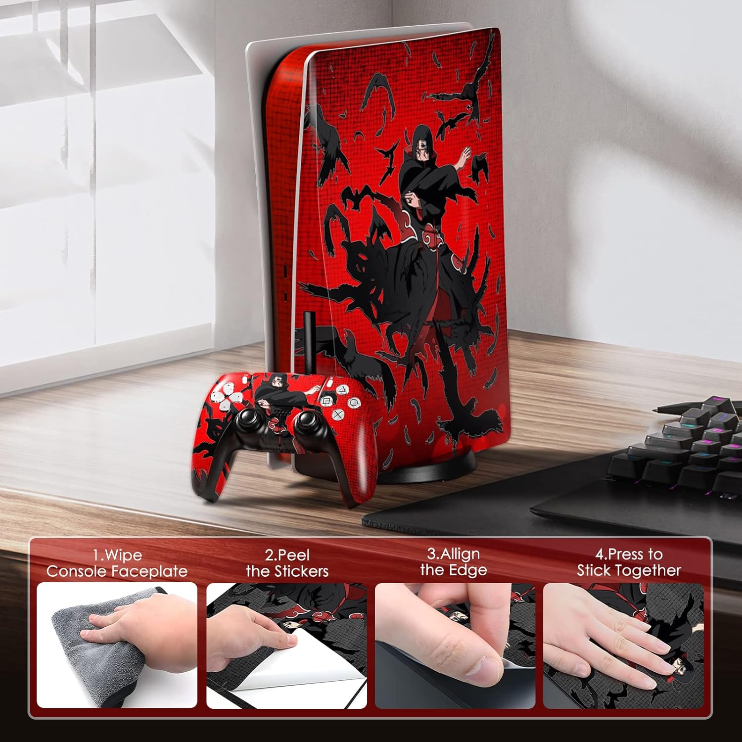 PS 5 Skin Disc Edition Anime Console and Controller Vinyl Sticker, Durable, Scratch Resistant, No Bubble, Precisely Line Up, Compatible with Play S tation 5 - Image 6