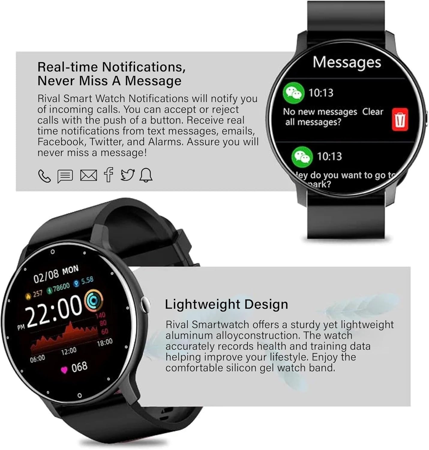 Rival Smart Watch for Men, Women and Teens Vital Fitness Tracker 2025 All-in-One Fitness Watch | Step Counter, Heart Rate Monitor, Sleep Fitness Trackers, Instant Notifications - Image 9
