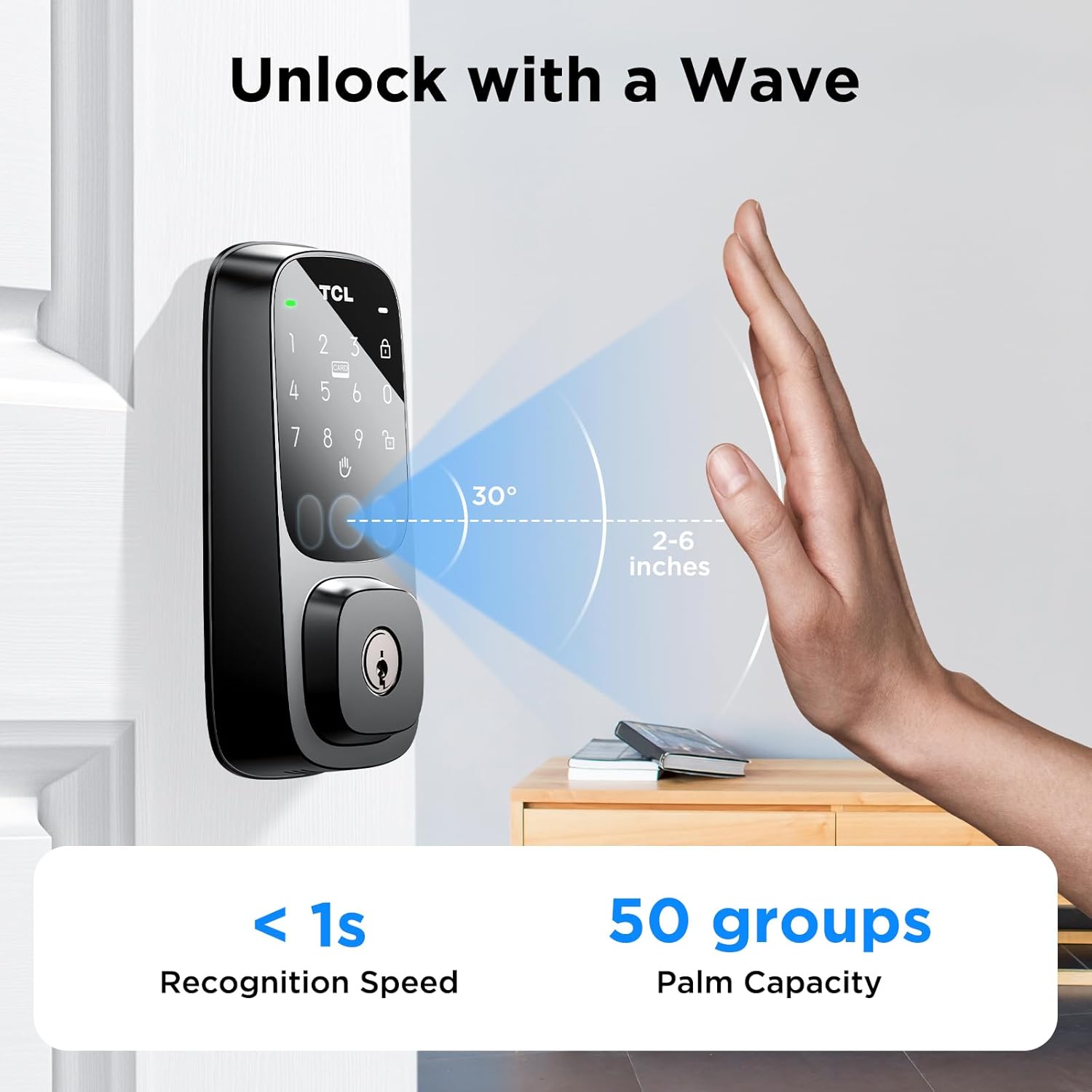 TCL D1 Pro Palm Vein Smart Lock, Keyless Entry Door Lock, Upgraded Rechargeable Battery, Front Door Smart deadboalt, App Remote Control, Auto-Lock, Waterproof, Works with Alexa - Image 3