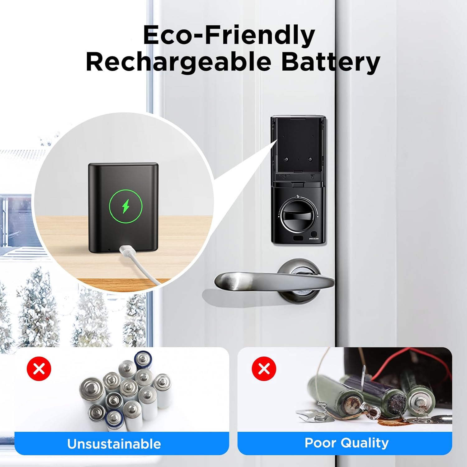 TCL D1 Pro Palm Vein Smart Lock, Keyless Entry Door Lock, Upgraded Rechargeable Battery, Front Door Smart deadboalt, App Remote Control, Auto-Lock, Waterproof, Works with Alexa - Image 6