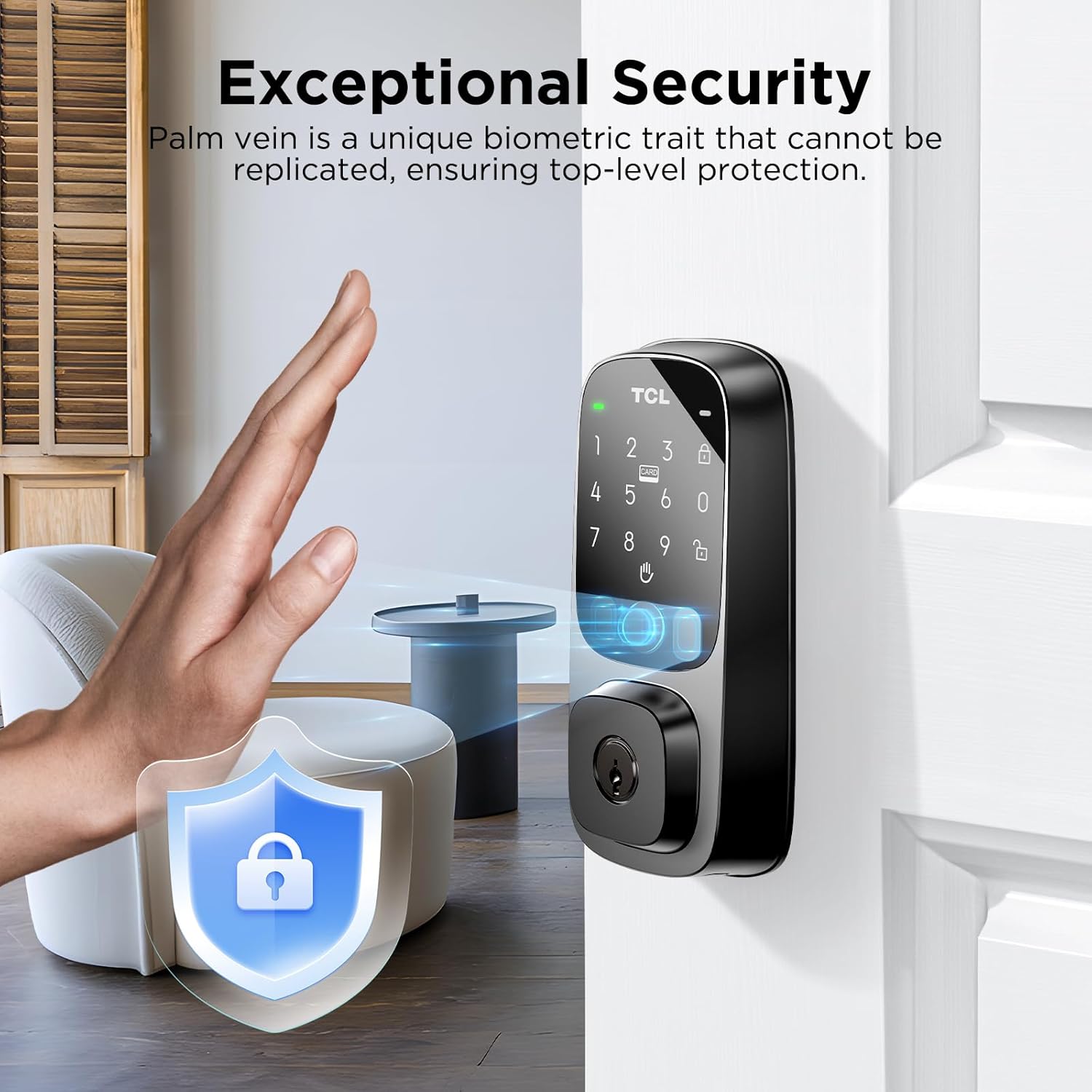 TCL D1 Pro Palm Vein Smart Lock, Keyless Entry Door Lock, Upgraded Rechargeable Battery, Front Door Smart deadboalt, App Remote Control, Auto-Lock, Waterproof, Works with Alexa - Image 8