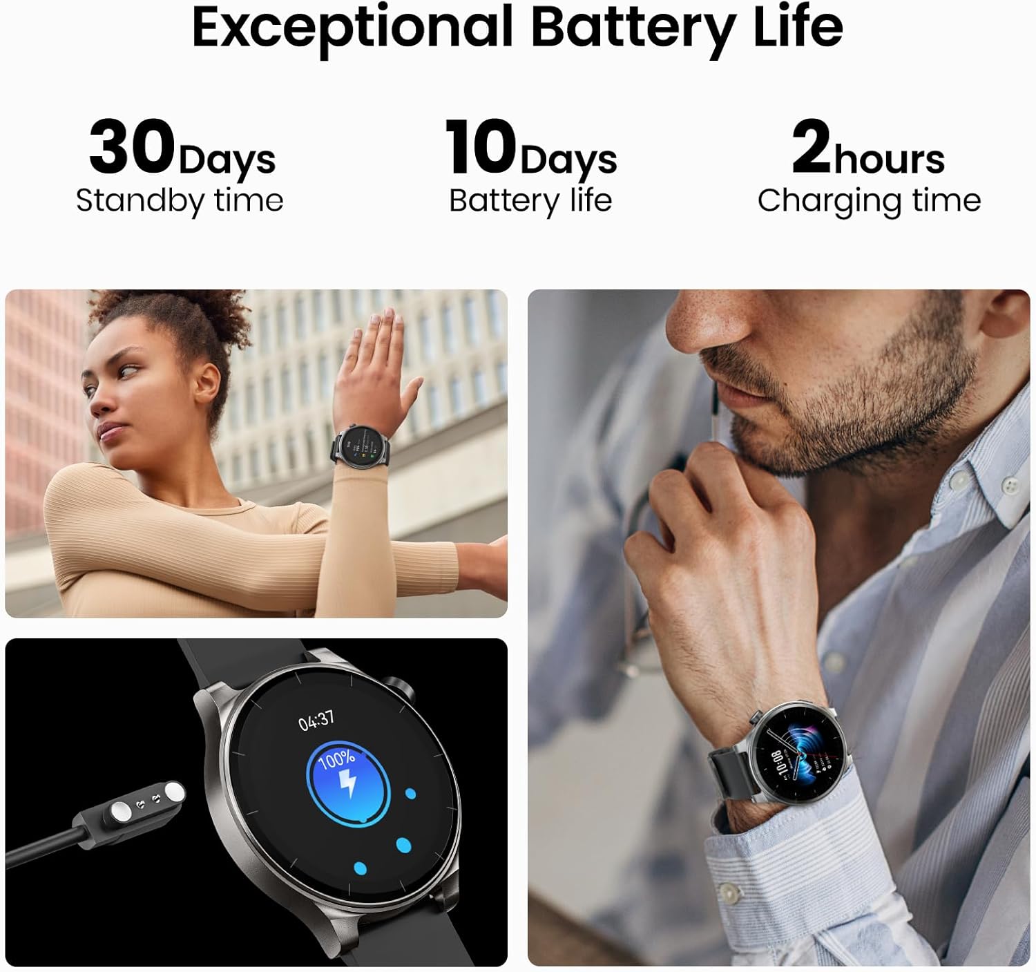 TOZO AMOLED S5 Smart Watch (Answer/Make Calls), 1.43" HD Screen for Men Women 100+ Sport Modes Fitness Watchs with Sleep Monitor, IP68 Waterproof, Silicone Strap Black - Image 6