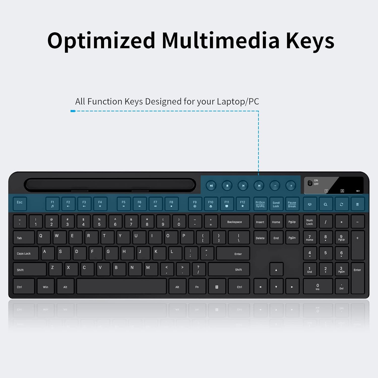 Wireless Keyboard and Mouse Combo, MARVO 2.4G Ergonomic Wireless Computer Keyboard with Phone Tablet Holder, Silent Mouse with 6 Button, Compatible with MacBook, Windows (Black) - Image 2